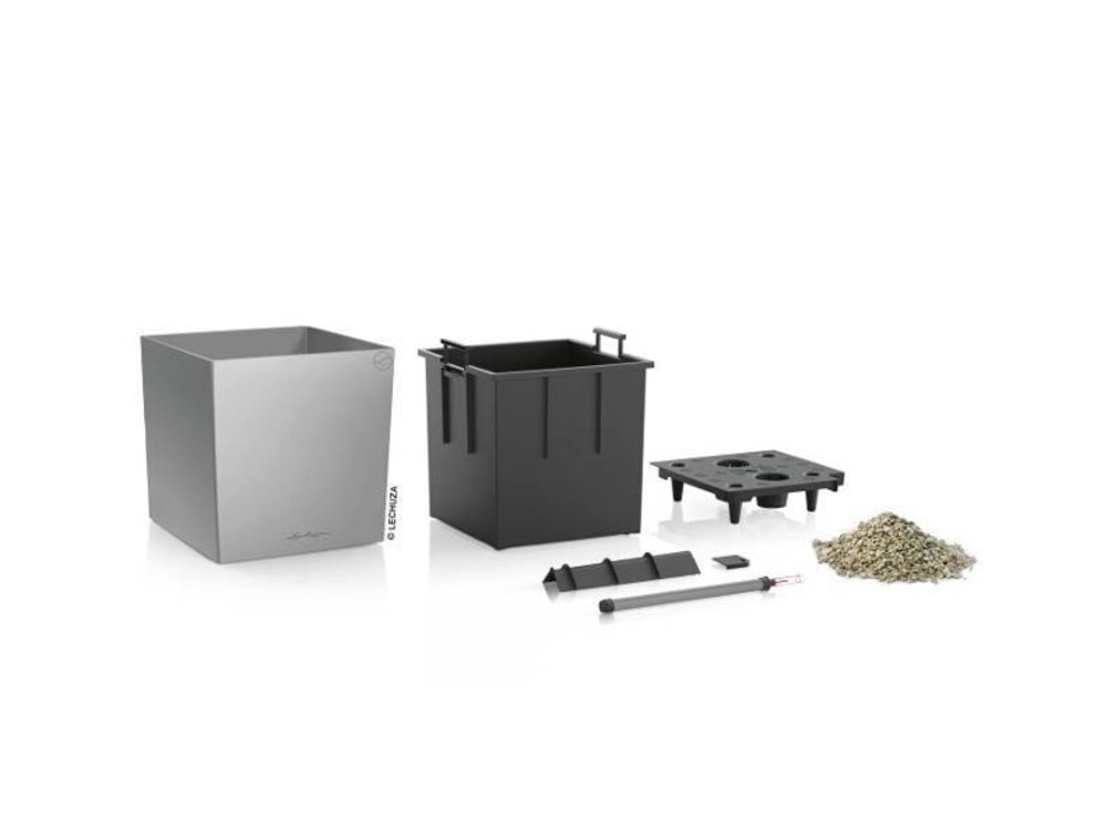 Lechuza Cube Premium 40 Zilver metallic ALL-IN-ONE