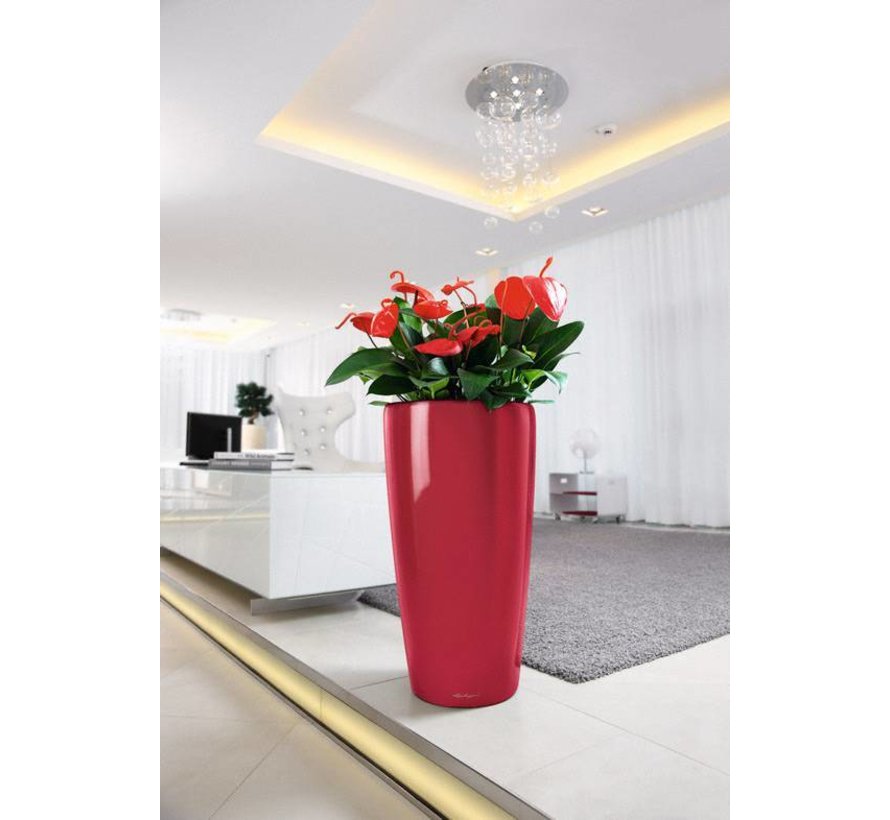 Lechuza – plantenbak RONDO PREMIUM 40 scharlakenrood hoogglans ALL-IN-ONE set