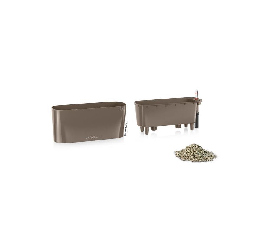 Lechuza - plantenbak DELTA PREMIUM 10 Taupe hoogglans ALL-IN-ONE set