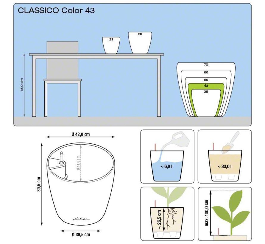 Lechuza - plantenbak CLASSICO COLOR 43   muskaat ALL-IN-ONE set