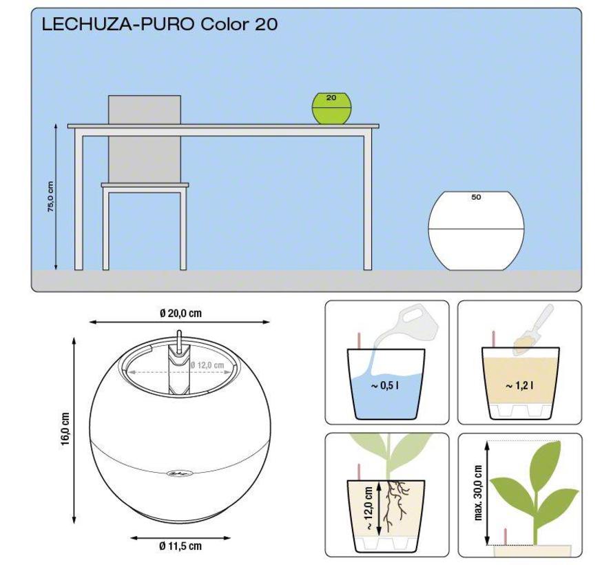 Lechuza - planteur PURO Color 20 blanc set ALL-IN-ONE