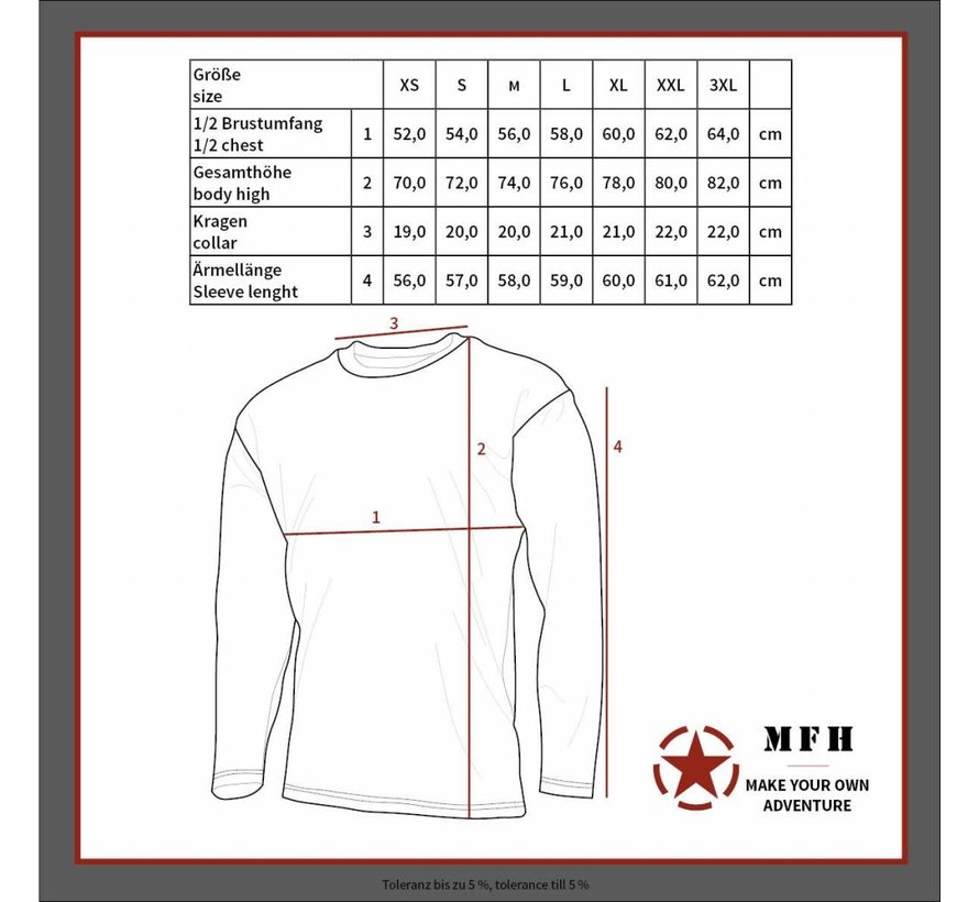 MFH - US shirt  -  Lange mouwen  -  Legergroen  -  met mouwzakken