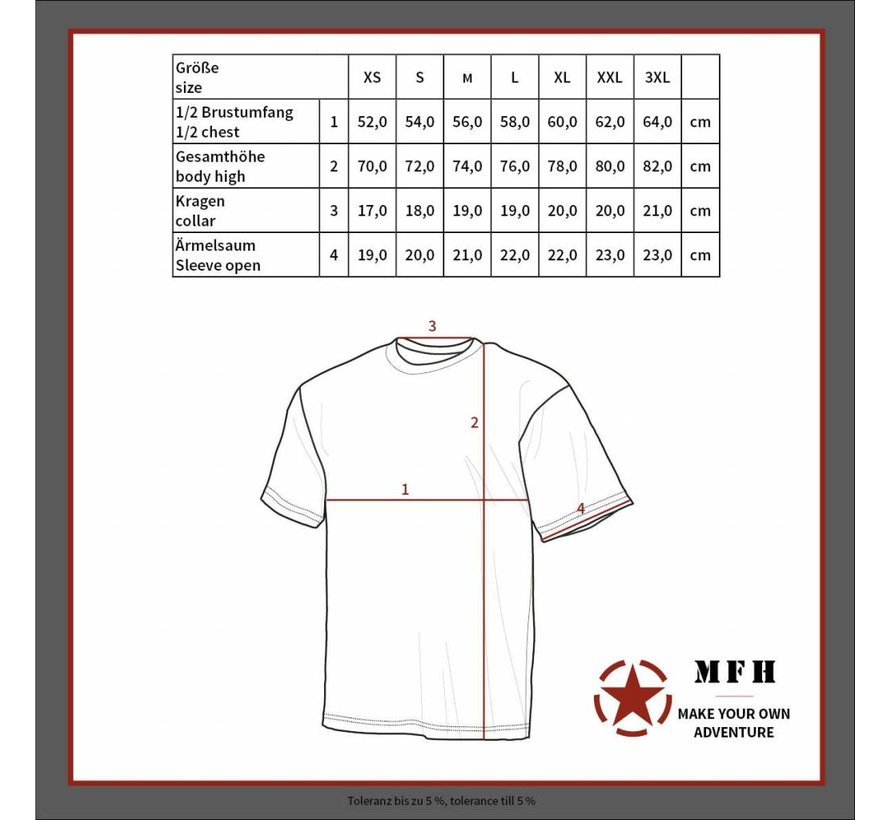 MFH - US T-Shirt  -  Zwart  -  met mouwzakken