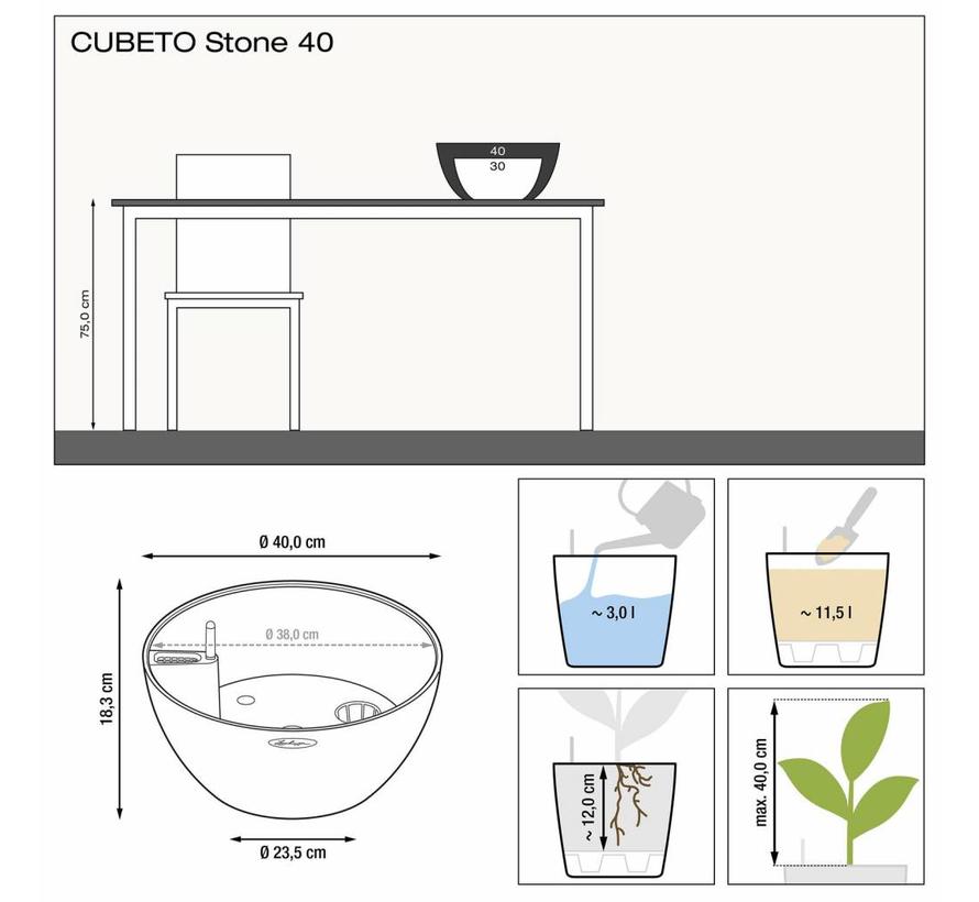 Lechuza - CUBETO Stone 40 graphite black ALL-IN-ONE