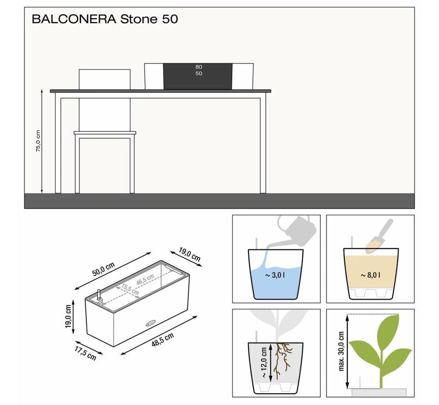 Lechuza - plantenbak BALCONERA STONE 50 steengrijs ALL-IN-ONE set