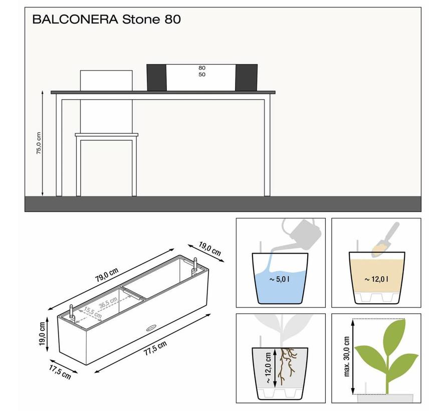 Lechuza - plantenbak BALCONERA STONE 80 steengrijs ALL-IN-ONE set