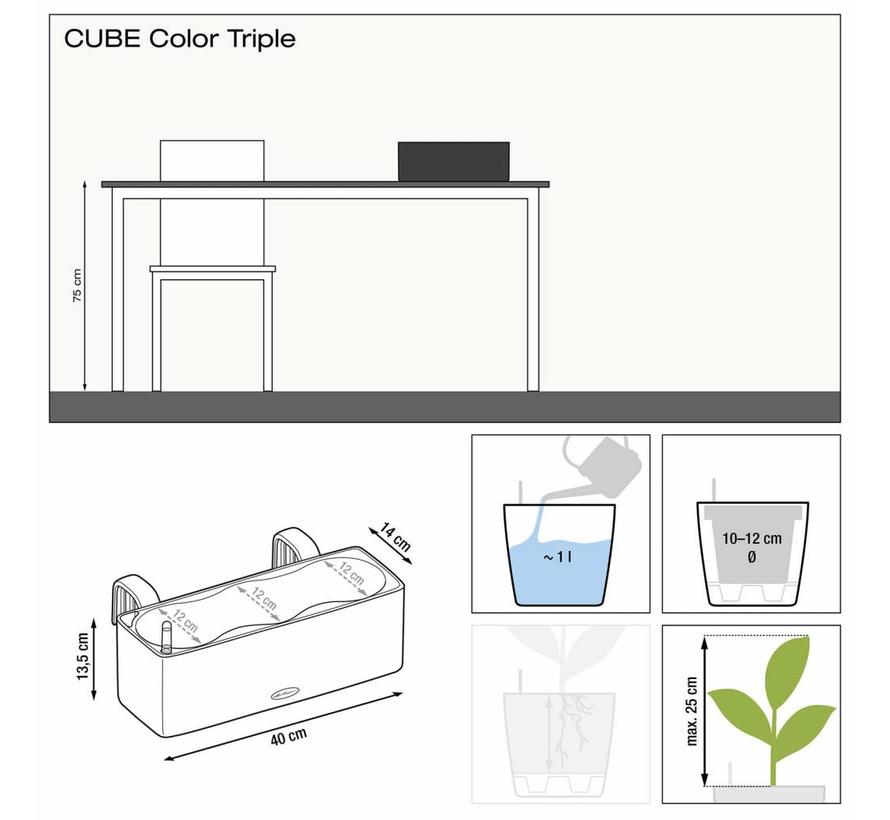 Lechuza - plantenbak BALCONISSIMA - CUBE COLOR Triple wit ALL-IN-ONE set