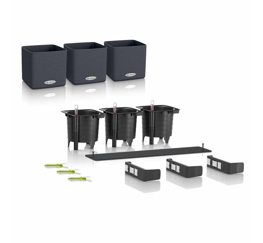 Lechuza - plantenbak CUBE COLOR Green Wall Home Kit leisteengrijs ALL-IN-ONE set