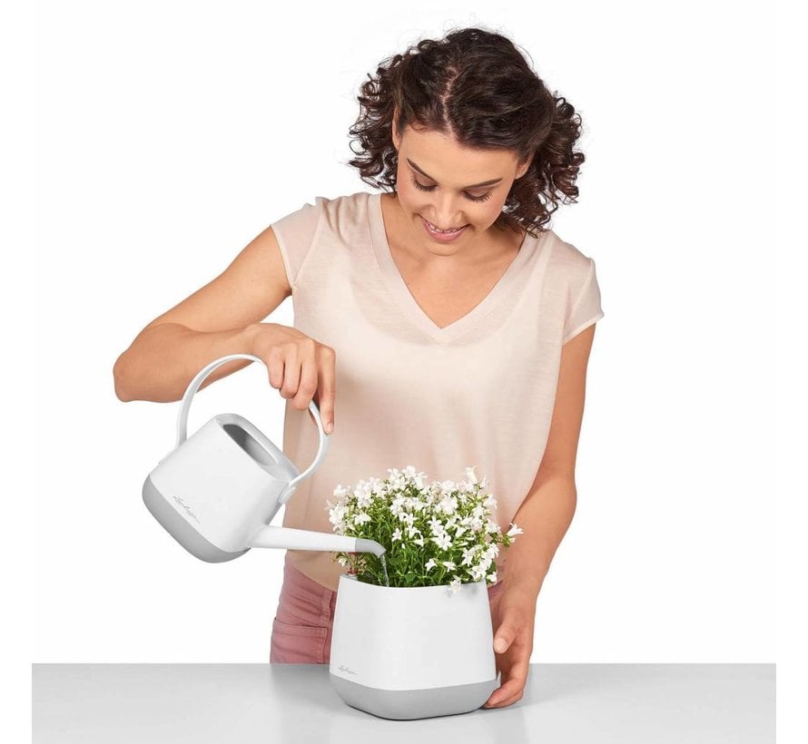 Lechuza - YULA plantenpot satijnwit/grijs ALL-IN-ONE