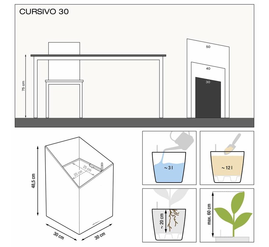 Lechuza- Cursivo Premium  30 Antraciet Metallic