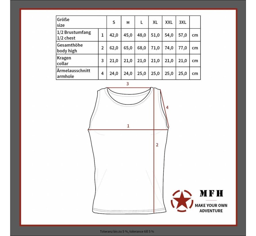 MFH - US Tanktop  -  Zwart  -  170 g/m²