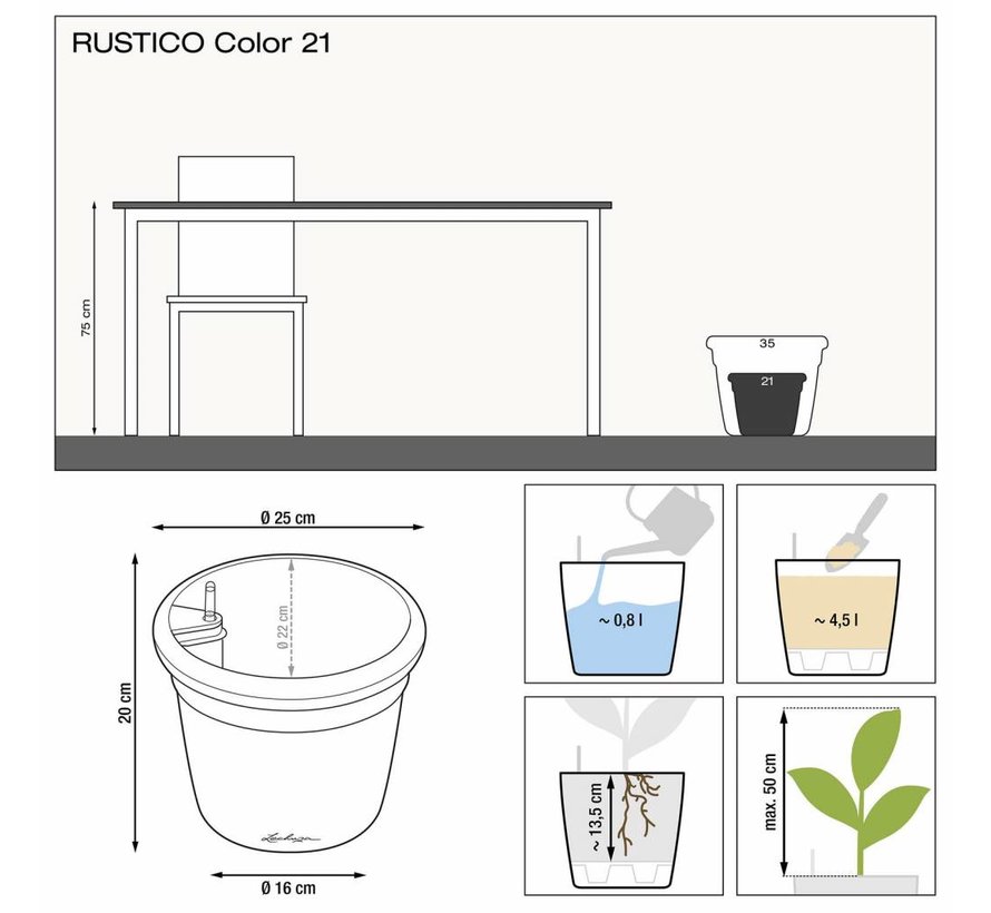 Lechuza - RUSTICO Color 21 Steengrijs ALL-IN-ONE LEC15211