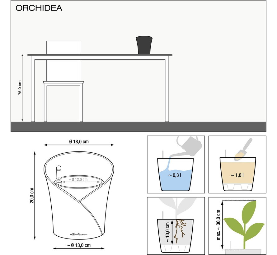 Lechuza - Orchidea Slate matt ALL-IN-ONE LEC13961 4008789139610