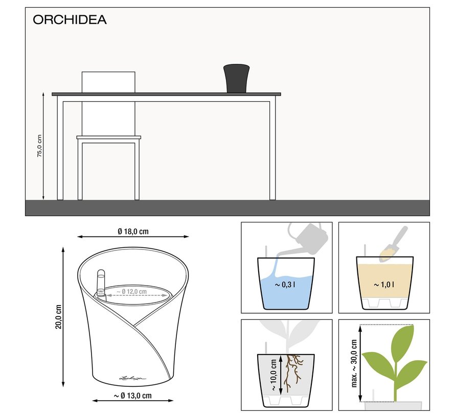 Lechuza - Orchidea White matt ALL-IN-ONE LEC13960 4008789139603