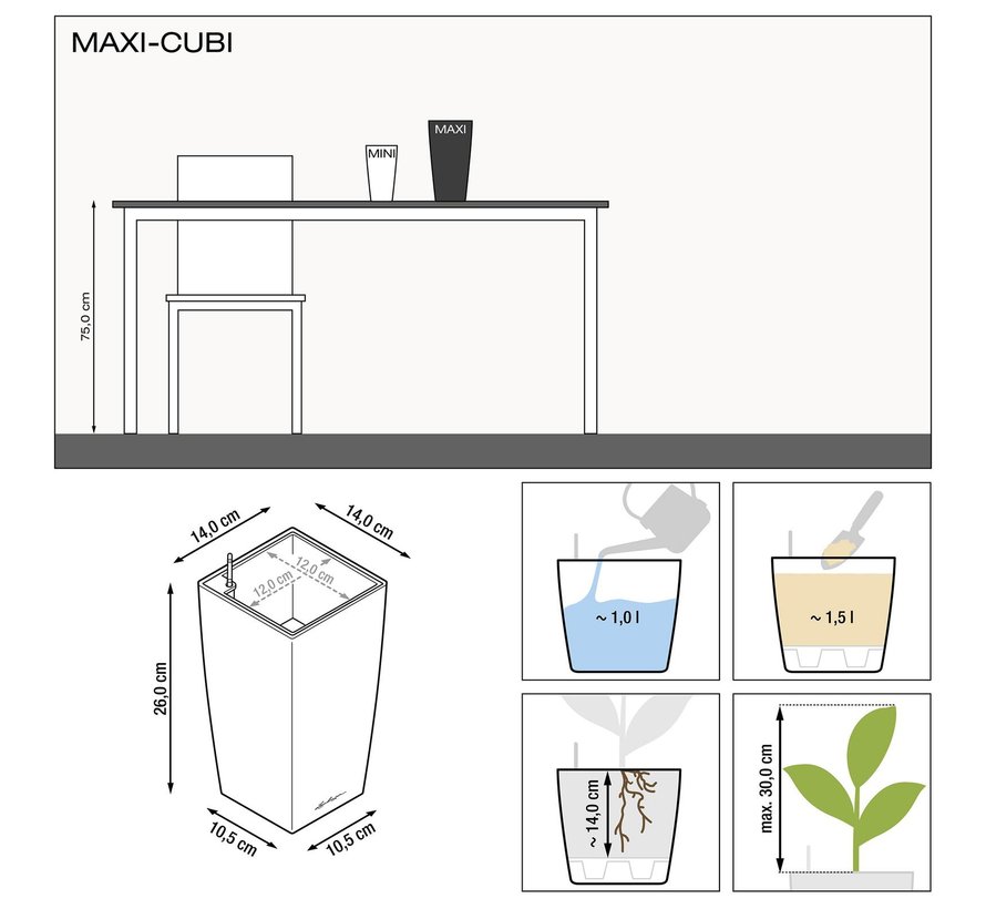 Lechuza - Maxi Cubi Wit hoogglans ALL-IN-ONE