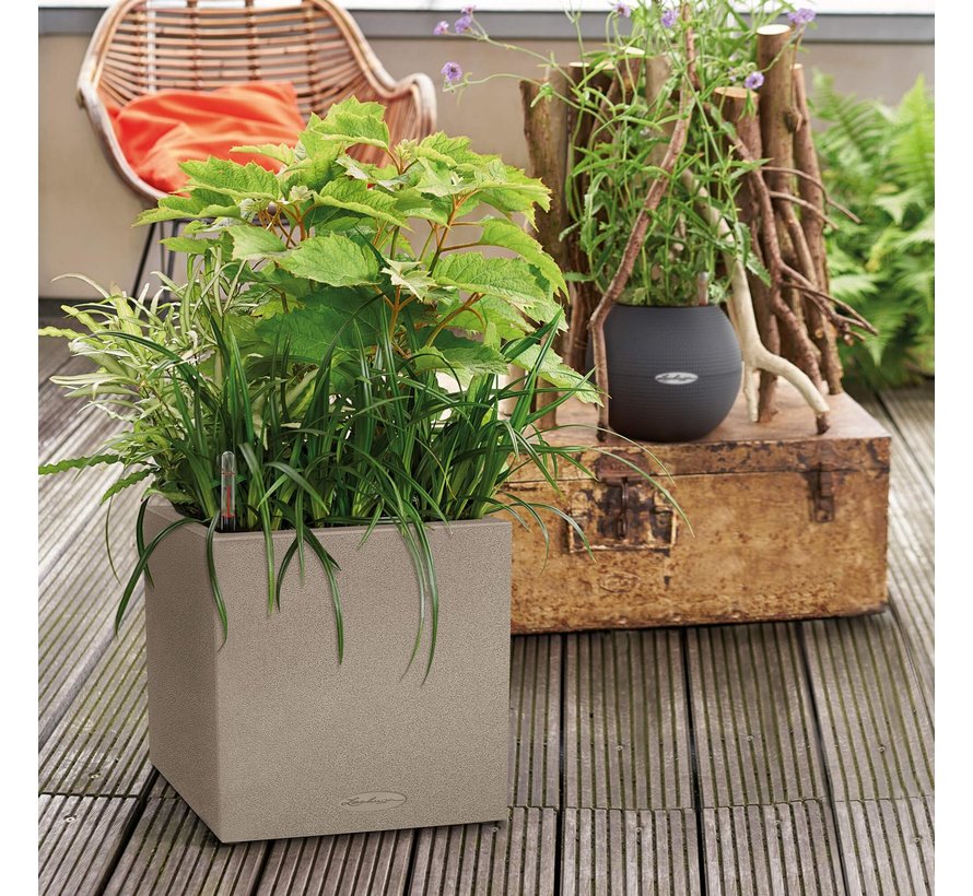 Lechuza - Pflanzgefäß  CANTO STONE Low 40 sandbeige ALL-IN-ONE Set