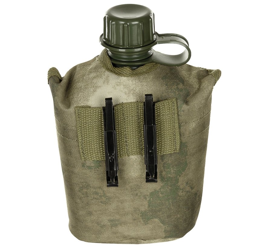 MFH - US Plastikfeldflasche -  1 l -  Hülle -  HDT-camo FG -  BPA-frei