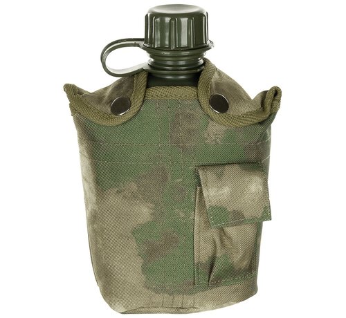 MFH US Army kunststof veldfles, 1 liter, hoes, HDT-camo FG, BPA-vrij