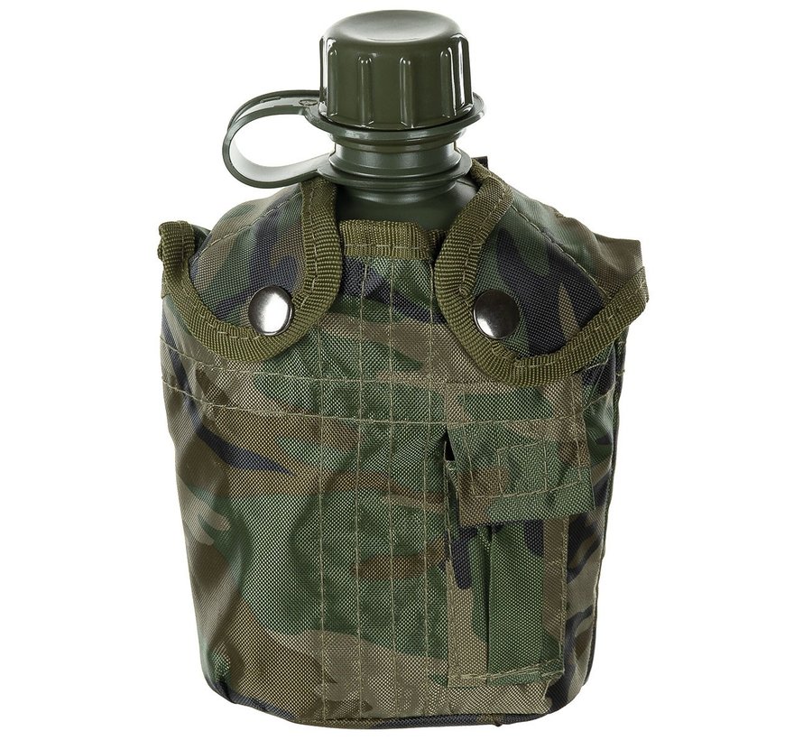 MFH - US Plastikfeldflasche -  1 l -  Hülle -  woodland -  BPA-frei