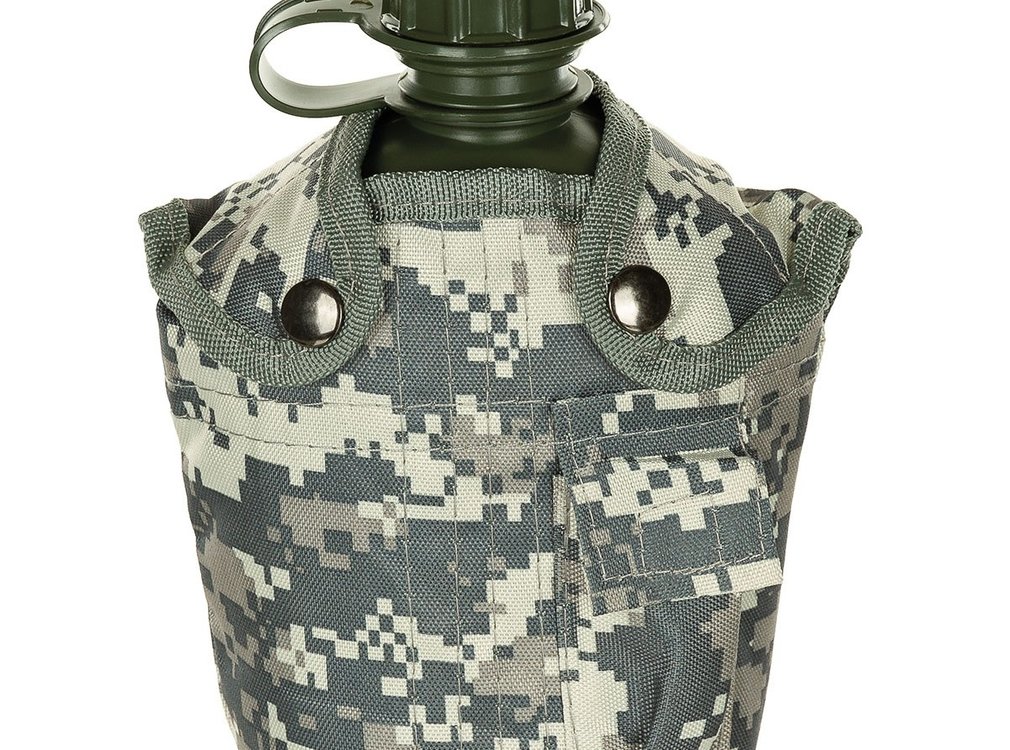 MFH US Army kunststof veldfles, 1 liter, hoes, AT-digital, BPA-vrij