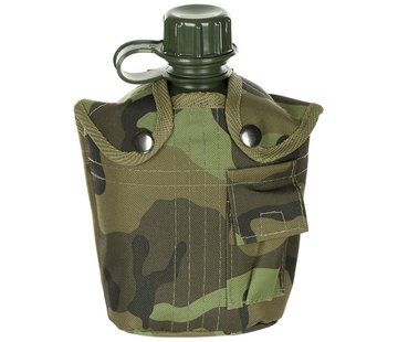 MFH US Army kunststof veldfles, 1 liter, hoes, M 95 CZ camouflage, BPA-vrij