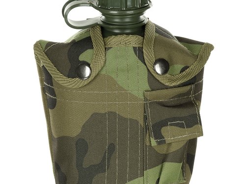 MFH US Army kunststof veldfles, 1 liter, hoes, M 95 CZ camouflage, BPA-vrij