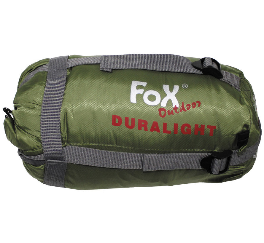 Fox Outdoor Slaapzak "Duralight" in de kleuren legergroen met zwart