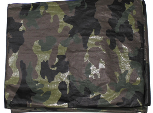 MFH MFH - Dekzeil - PE - Woodland camo - Metalen bevestigingsringen - ca. 300 x 400 cm