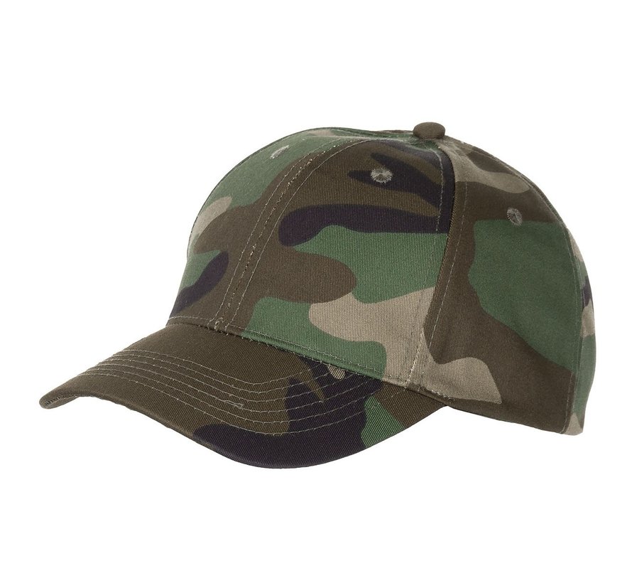 US Army cap met klep woodland in grootte verstelbaar