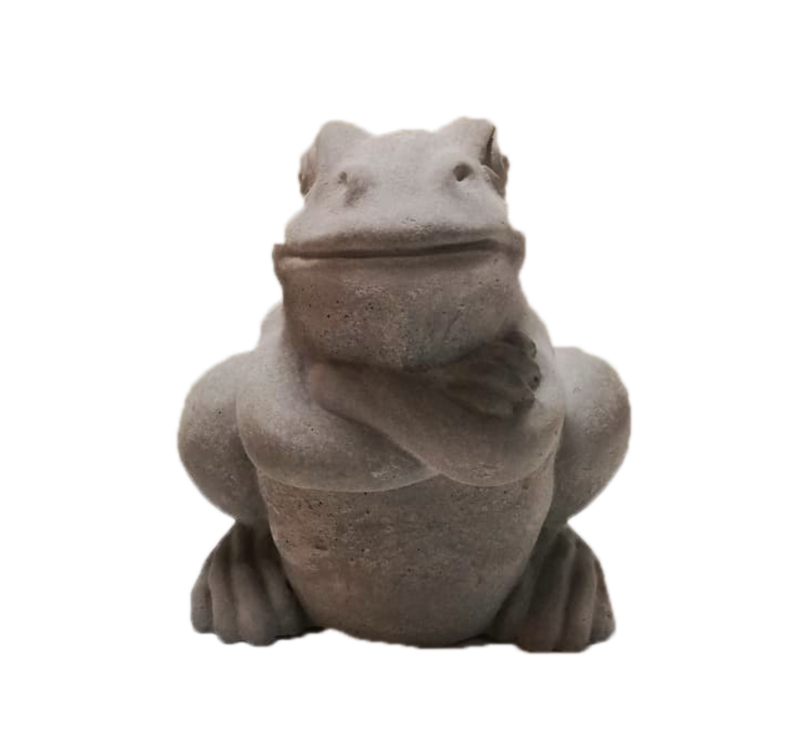 Grenouille arrogante - Statue de jardin - Pierre - 18 cm de haut