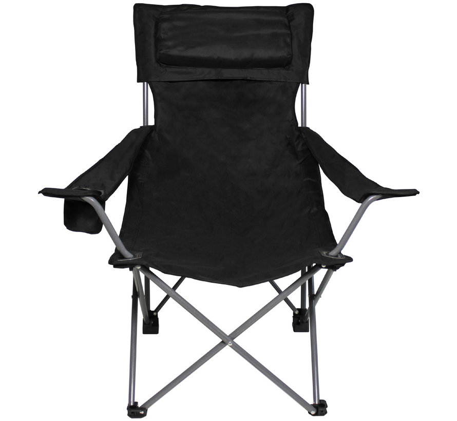 Fox Outdoor - Chaise pliante -  Deluxe -  noir -  dossier et accoudoir