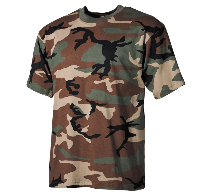MFH - US T-Shirt  -  Woodland camo  -  170 g/m²