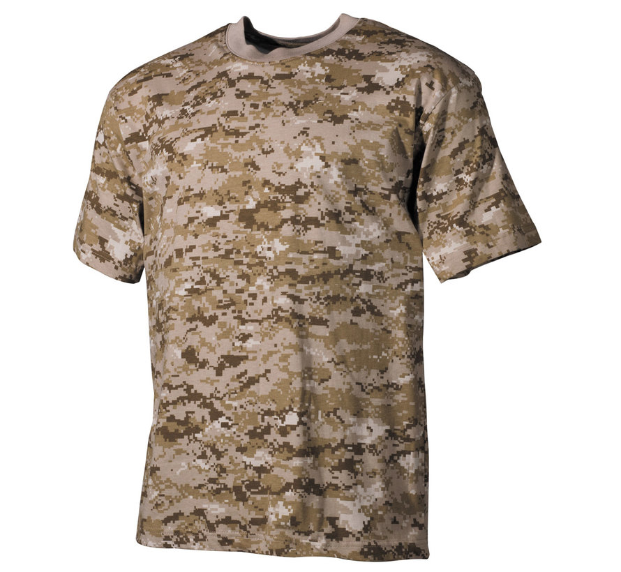 T-shirt militaire classique (US) avec imprimé camouflage numérique desert et manches courtes - 170 g/m².