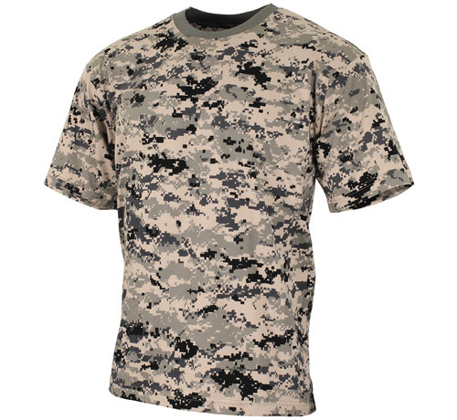 MFH T-shirt militaire classique (US) avec imprimé camouflage urbain numérique et manches courtes - 170 g/m².