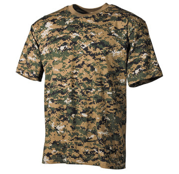 MFH Klassiek militair (US) T-shirt met digital Woodland camouflage print en korte mouwen - 170 g/m².