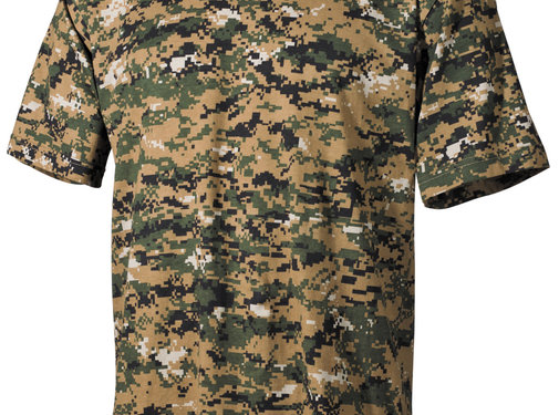 MFH Klassisches Militär (US) T-Shirt mit digitalem Woodland Camouflage Print und kurzen Ärmeln - 170 g/m².