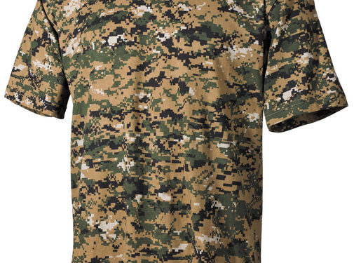 MFH T-shirt militaire classique (US) avec imprimé camouflage numérique Woodland et manches courtes - 170 g/m².