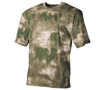 MFH Klassisches Militär (US) T-Shirt mit HDT FG Camouflage Print und kurzen Ärmeln - 170 g/m².