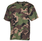 MFH T-shirt classique de l'armée américaine avec impression camouflage Woodland M 97 SK.