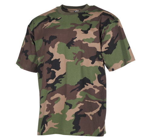 MFH T-shirt classique de l'armée américaine avec impression camouflage Woodland M 97 SK.