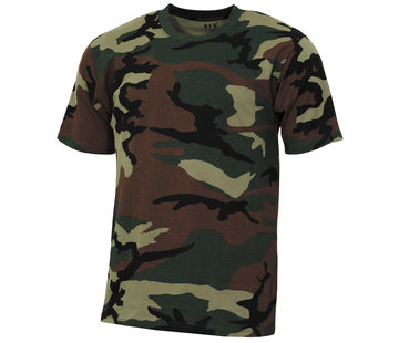 MFH Militair (US) leger T-shirt  "Streetstyle"  met Woodland camouflage print - 145 g/m²