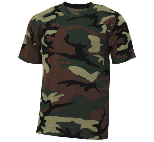 MFH Militair (US) leger T-shirt  "Streetstyle"  met Woodland camouflage print - 145 g/m²