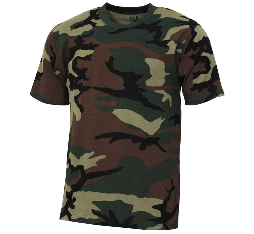 Militair (US) leger T-shirt  "Streetstyle"  met Woodland camouflage print - 145 g/m²