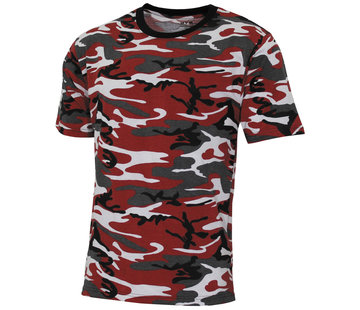 MFH MFH - T-shirt américain  -  "Streetstyle"  -  rouge-camo  -  140-145 g/m2