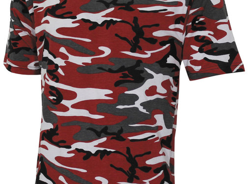 MFH MFH - T-shirt américain  -  "Streetstyle"  -  rouge-camo  -  140-145 g/m2