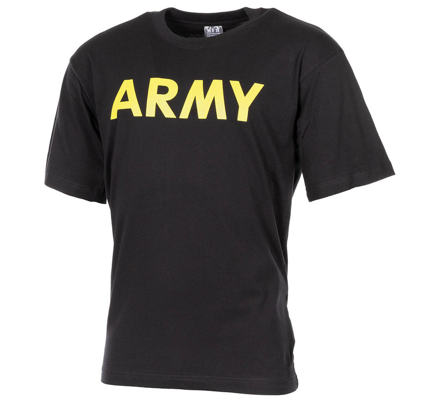 MFH - T-shirt  -  Zwart  -  "Army" bedrukt