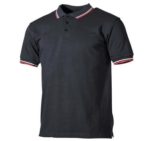 ProCompany ProCompany - Polo - noir - bandes rouges- blanches - avec patte de boutonnage