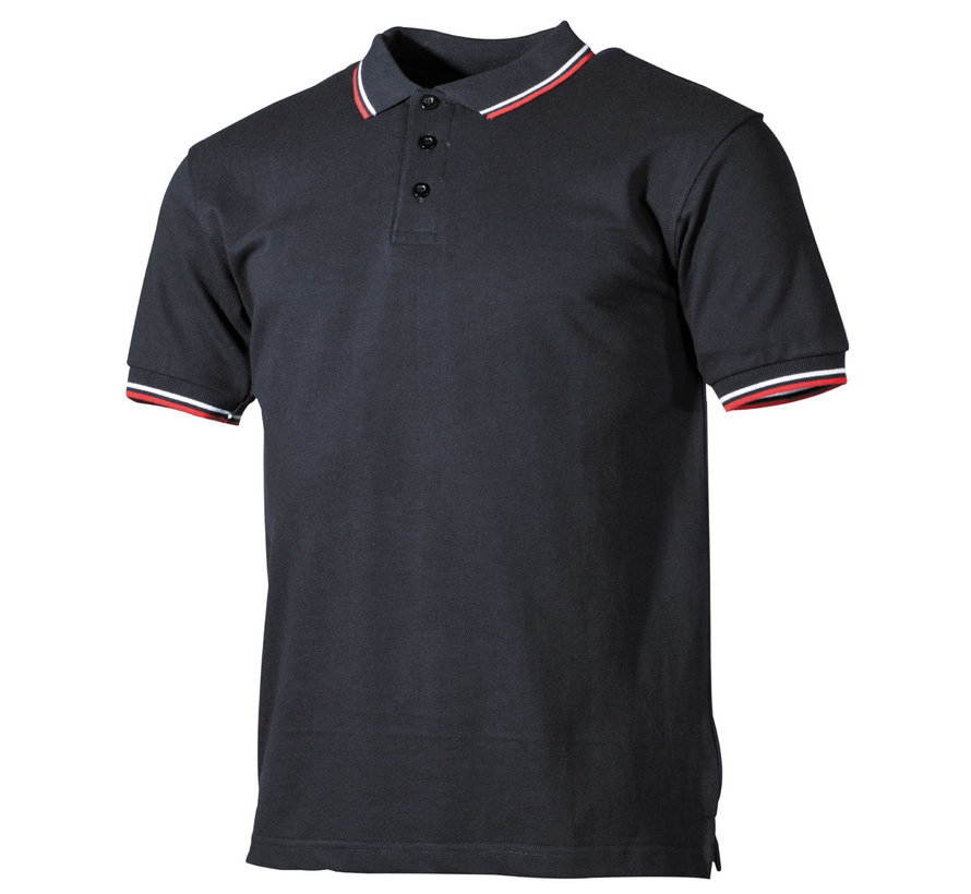 ProCompany - Polo - noir - bandes rouges- blanches - avec patte de boutonnage