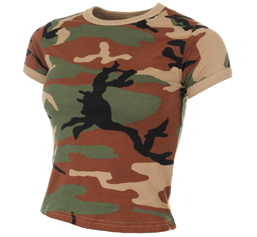 MFH - US T-Shirt - Dames - Woodland camouflage