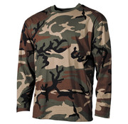 MFH T-shirt à manches longues US Woodland Camouflage -100% coton -170 g/m²